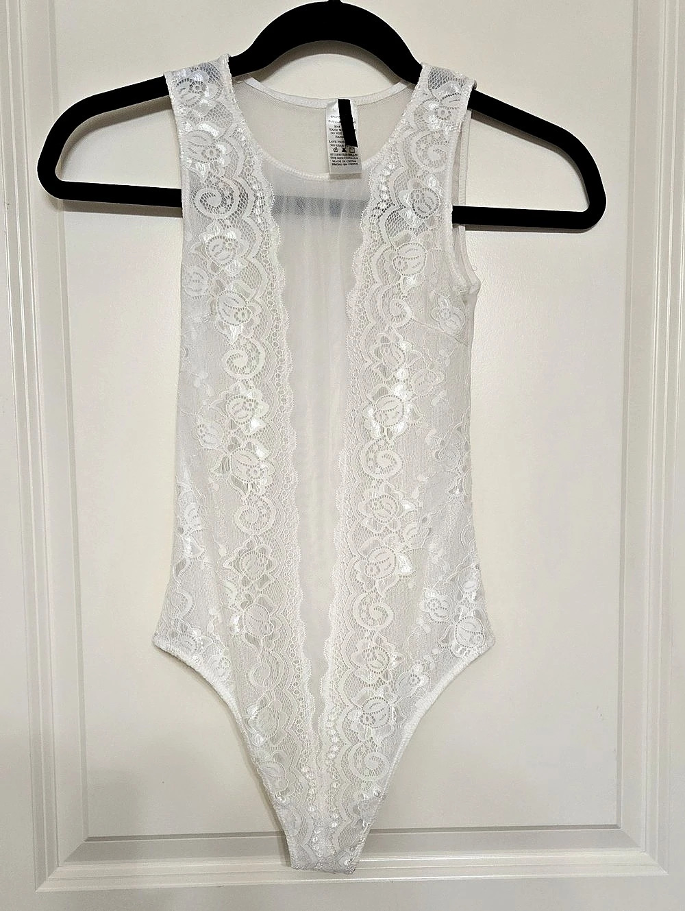 New Mix Lace Bodysuit in White Like New